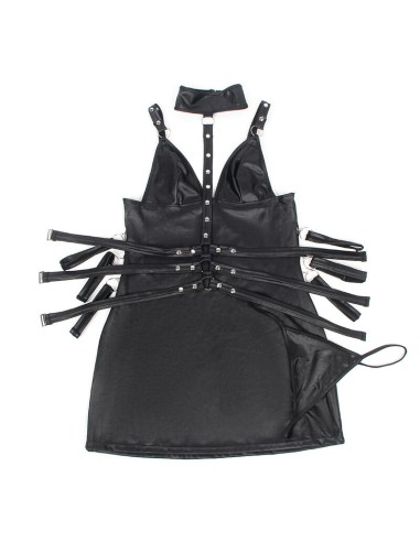 SUBBLIME 954406 VESTIDO BONDAGE DE CUERO NEGRO S M
