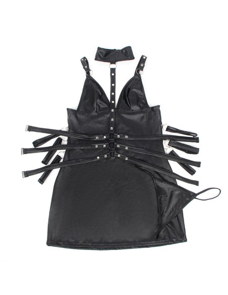 SUBBLIME 954406 VESTIDO BONDAGE DE CUERO NEGRO S M