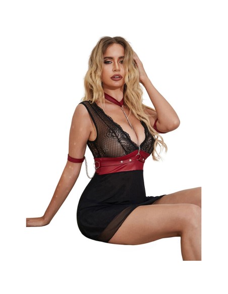 SUBBLIME 954437 VESTIDO BONDAGE DE ENCAJE NEGRO L XL