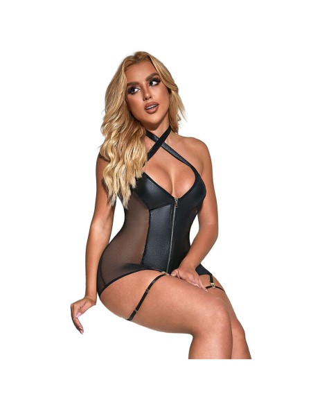 SUBBLIME 954444 VESTIDO SEXY DE REJILLA CUERO NEGRO S M
