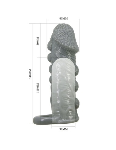 PRETTY LOVE FUNDA REALASTICA ALARGADORA Y RETARDANTE PARA PENE GRIS