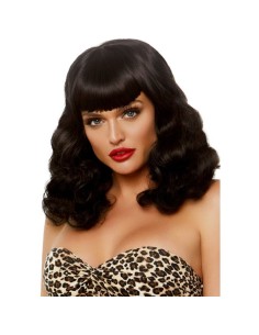 LEG AVENUE PELUCA RETRO RIZADA CON FLEQUILLO LUMINISCENTE NEGRO