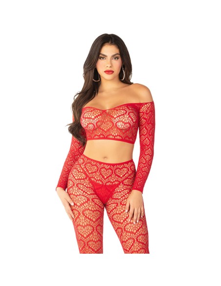 LEG AVENUE CROP TOP MEDIAS ROJO TALLA ANICA