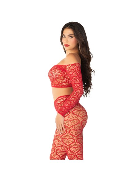 LEG AVENUE CROP TOP MEDIAS ROJO TALLA ANICA