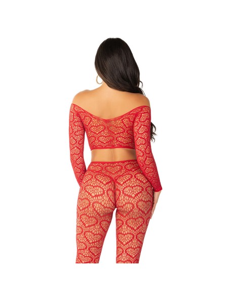 LEG AVENUE CROP TOP MEDIAS ROJO TALLA ANICA