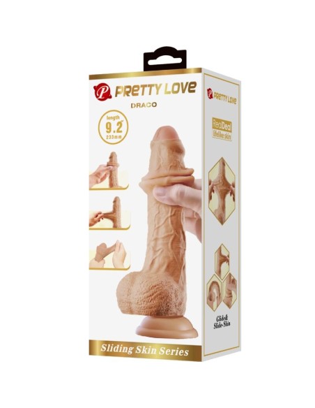PRETTY LOVE DRACO DILDO REALASTICO 23 CM NATURAL