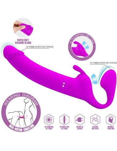 PRETTY LOVE ZANINI DILDO STRAP ON SIN ARNES 10 VIBRACIONES MORADO