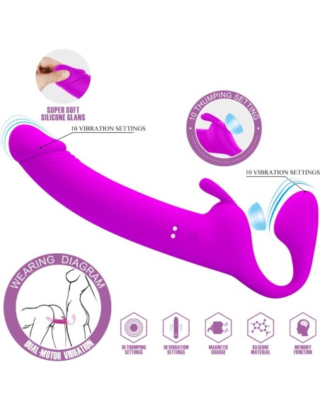 PRETTY LOVE ZANINI DILDO STRAP ON SIN ARNES 10 VIBRACIONES MORADO