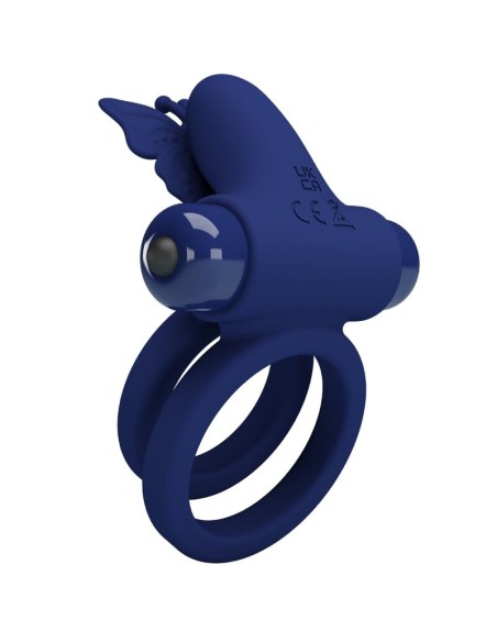 PRETTY LOVE JAMELE DOBLE ANILLO CON VIBRACIAN ESTIMULADOR MARIPOSA AZUL