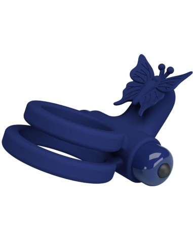 PRETTY LOVE JAMELE DOBLE ANILLO CON VIBRACIAN ESTIMULADOR MARIPOSA AZUL
