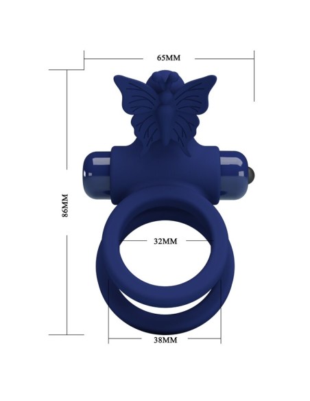 PRETTY LOVE JAMELE DOBLE ANILLO CON VIBRACIAN ESTIMULADOR MARIPOSA AZUL