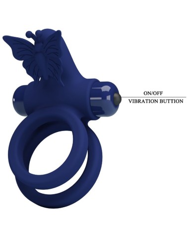 PRETTY LOVE JAMELE DOBLE ANILLO CON VIBRACIAN ESTIMULADOR MARIPOSA AZUL
