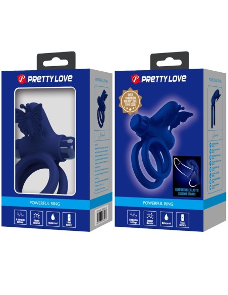 PRETTY LOVE JAMELE DOBLE ANILLO CON VIBRACIAN ESTIMULADOR MARIPOSA AZUL