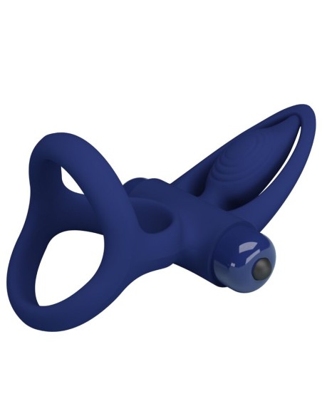 PRETTY LOVE MAT DOBLE ANILLO CON VIBRACIAN ESTIMULADOR AZUL