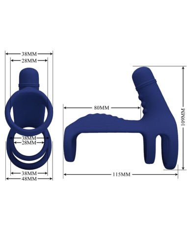 PRETTY LOVE ELISH ANILLO VIBRADOR CON EXTENSIAN AZUL