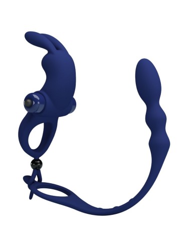 PRETTY LOVE AYAD ANILLO VIBRADOR RABBIT CON PLUG AZUL
