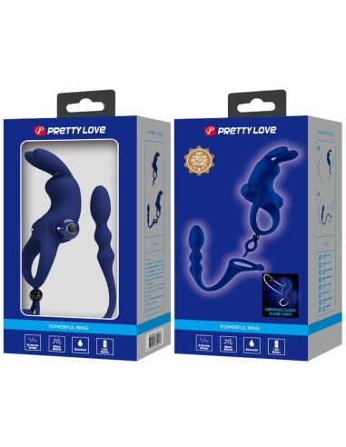 PRETTY LOVE AYAD ANILLO VIBRADOR RABBIT CON PLUG AZUL