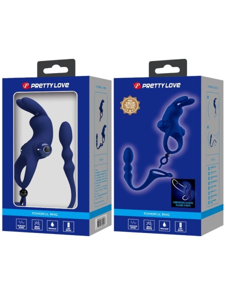 PRETTY LOVE AYAD ANILLO VIBRADOR RABBIT CON PLUG AZUL