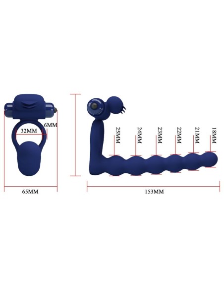 PRETTY LOVE AJMAL ANILLO VIBRADOR CON PLUG AZUL
