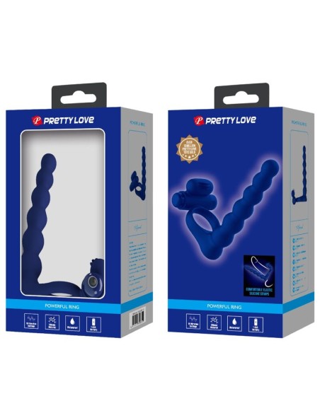 PRETTY LOVE AJMAL ANILLO VIBRADOR CON PLUG AZUL