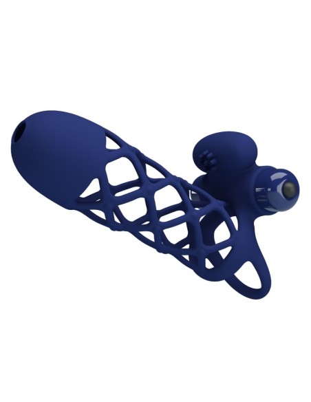 PRETTY LOVE GIANN ANILLO VIBRADOR CON FUNDA DE SILICONA AZUL