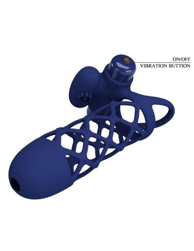 PRETTY LOVE GIANN ANILLO VIBRADOR CON FUNDA DE SILICONA AZUL