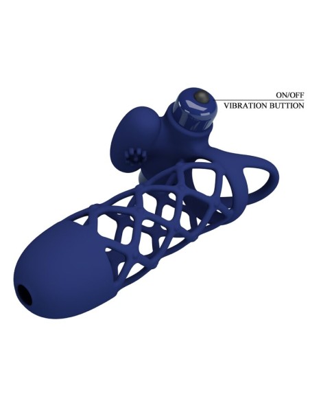 PRETTY LOVE GIANN ANILLO VIBRADOR CON FUNDA DE SILICONA AZUL