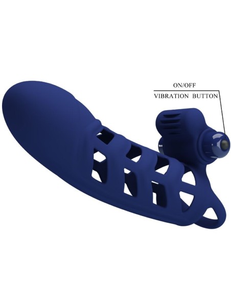 PRETTY LOVE ALTAF ANILLO VIBRADOR CON FUNDA DE SILICONA AZUL