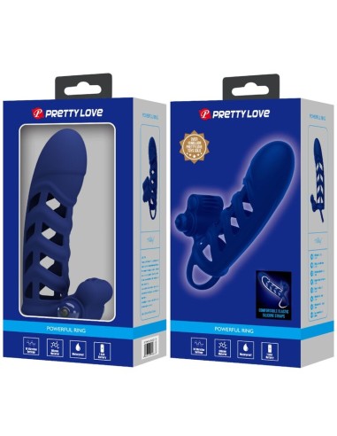 PRETTY LOVE ALTAF ANILLO VIBRADOR CON FUNDA DE SILICONA AZUL