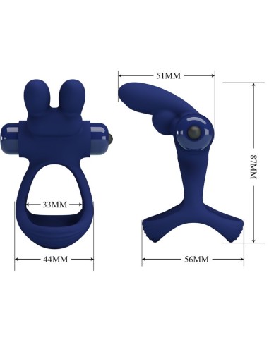 PRETTY LOVE FRANCISCO DOBLE ANILLO VIBRADOR RABBIT AZUL