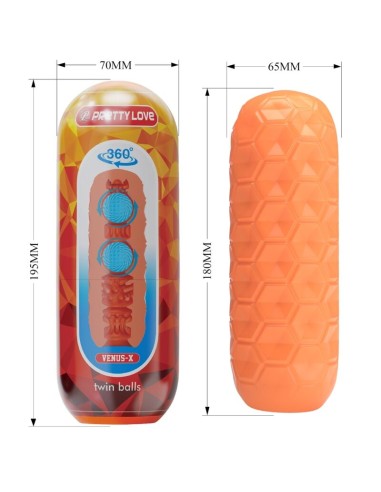 PRETTY LOVE TWIN BALLS MASTURBADOR MASCULINO NARANJA