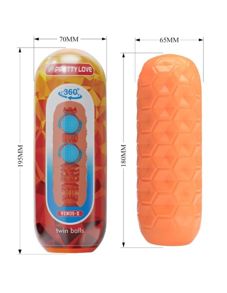 PRETTY LOVE TWIN BALLS MASTURBADOR MASCULINO NARANJA