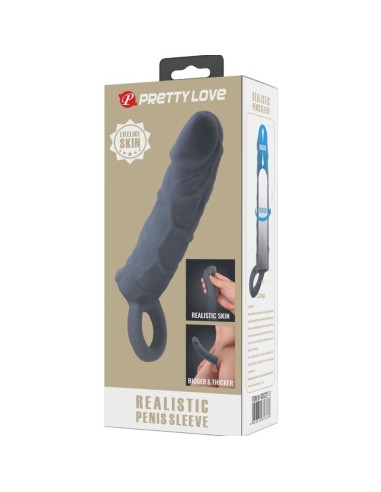 PRETTY LOVE FUNDA DE PENE DE PIEL REALASTICA GRIS OSCURO