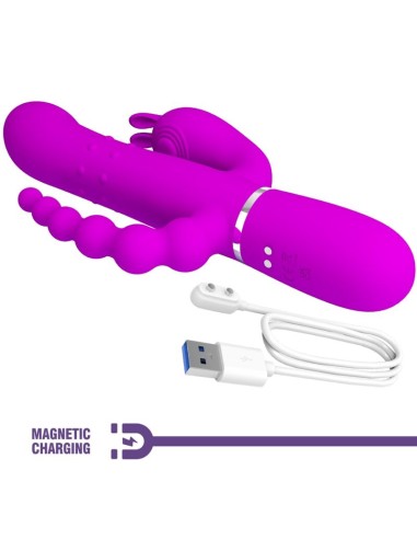PRETTY LOVE CAMMY TRIPLE VIBRADOR MULTIFUNCIAN 4 EN 1 ROSA