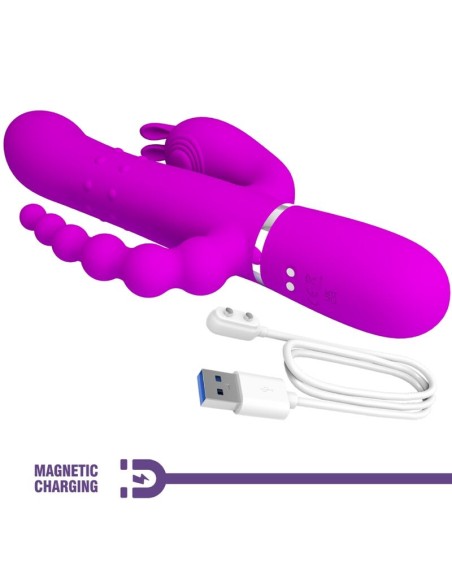 PRETTY LOVE CAMMY TRIPLE VIBRADOR MULTIFUNCIAN 4 EN 1 ROSA