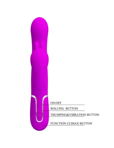 PRETTY LOVE CAMMY TRIPLE VIBRADOR MULTIFUNCIAN 4 EN 1 ROSA