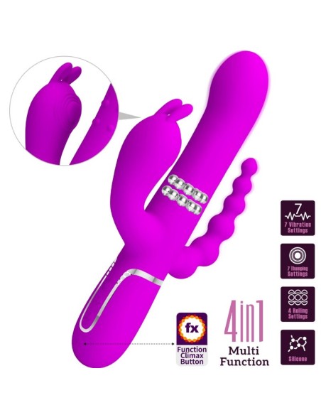 PRETTY LOVE CAMMY TRIPLE VIBRADOR MULTIFUNCIAN 4 EN 1 ROSA