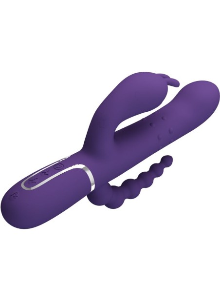 PRETTY LOVE CAMMY TRIPLE VIBRADOR MULTIFUNCIAN 4 EN 1 MORADO