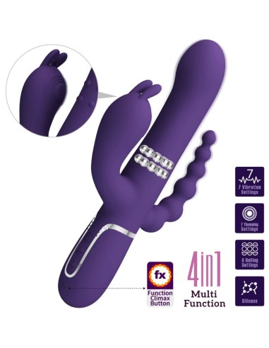PRETTY LOVE CAMMY TRIPLE VIBRADOR MULTIFUNCIAN 4 EN 1 MORADO