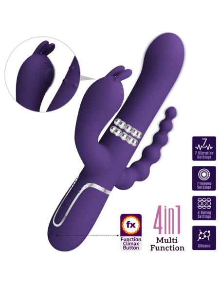 PRETTY LOVE CAMMY TRIPLE VIBRADOR MULTIFUNCIAN 4 EN 1 MORADO