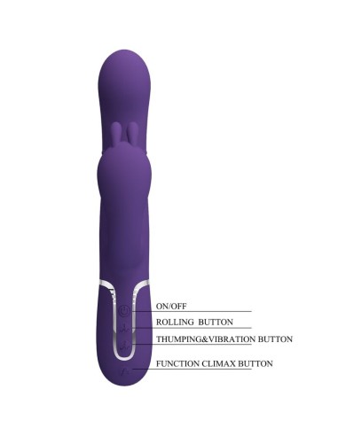 PRETTY LOVE CAMMY TRIPLE VIBRADOR MULTIFUNCIAN 4 EN 1 MORADO