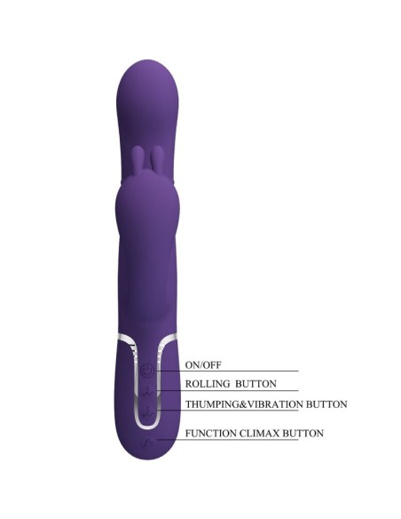 PRETTY LOVE CAMMY TRIPLE VIBRADOR MULTIFUNCIAN 4 EN 1 MORADO