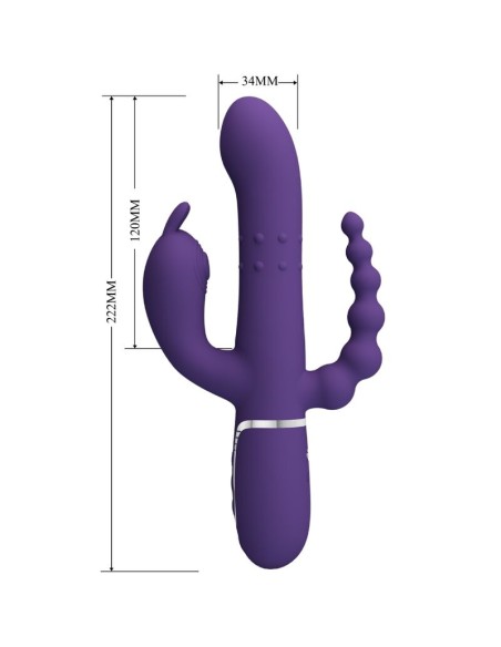 PRETTY LOVE CAMMY TRIPLE VIBRADOR MULTIFUNCIAN 4 EN 1 MORADO