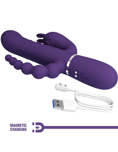 PRETTY LOVE CAMMY TRIPLE VIBRADOR MULTIFUNCIAN 4 EN 1 MORADO