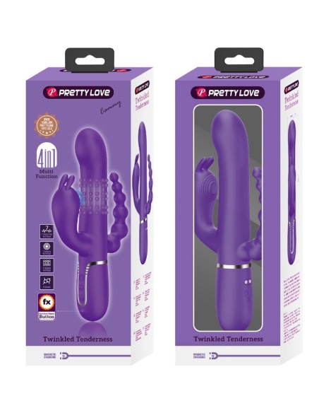 PRETTY LOVE CAMMY TRIPLE VIBRADOR MULTIFUNCIAN 4 EN 1 MORADO