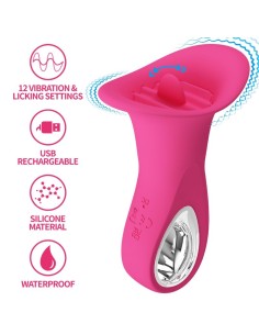 PRETTY LOVE CLYDE VIBRADOR ORAL LENGUA VIBRADORA 12 VIBRACIONES ROSA