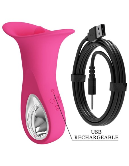 PRETTY LOVE CLYDE VIBRADOR ORAL LENGUA VIBRADORA 12 VIBRACIONES ROSA