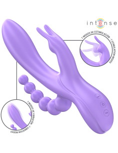 INTENSE MIKO TRIPLE VIBRADOR RABBIT ESTIMULADOR ANAL 7 VIBRACIONES MORADO