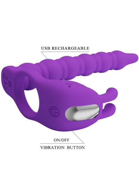 PRETTY LOVE BLACKNEY ANILLO PENE CON PLUG VIBRADOR LILA