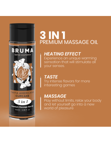 BRUMA ACEITE DE MASAJE PREMIUM EFECTO CALOR SABOR TARTA AMERICANA 3 EN 1 100 ML